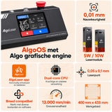 Laser Engraving Machine 10W - 3.5 Inch Touchscreen - Laser Cutter - All-in-One Laser Printer - Engraving - Display - Black - Wood Acrylic Laser Cutting Machine - App Controllable