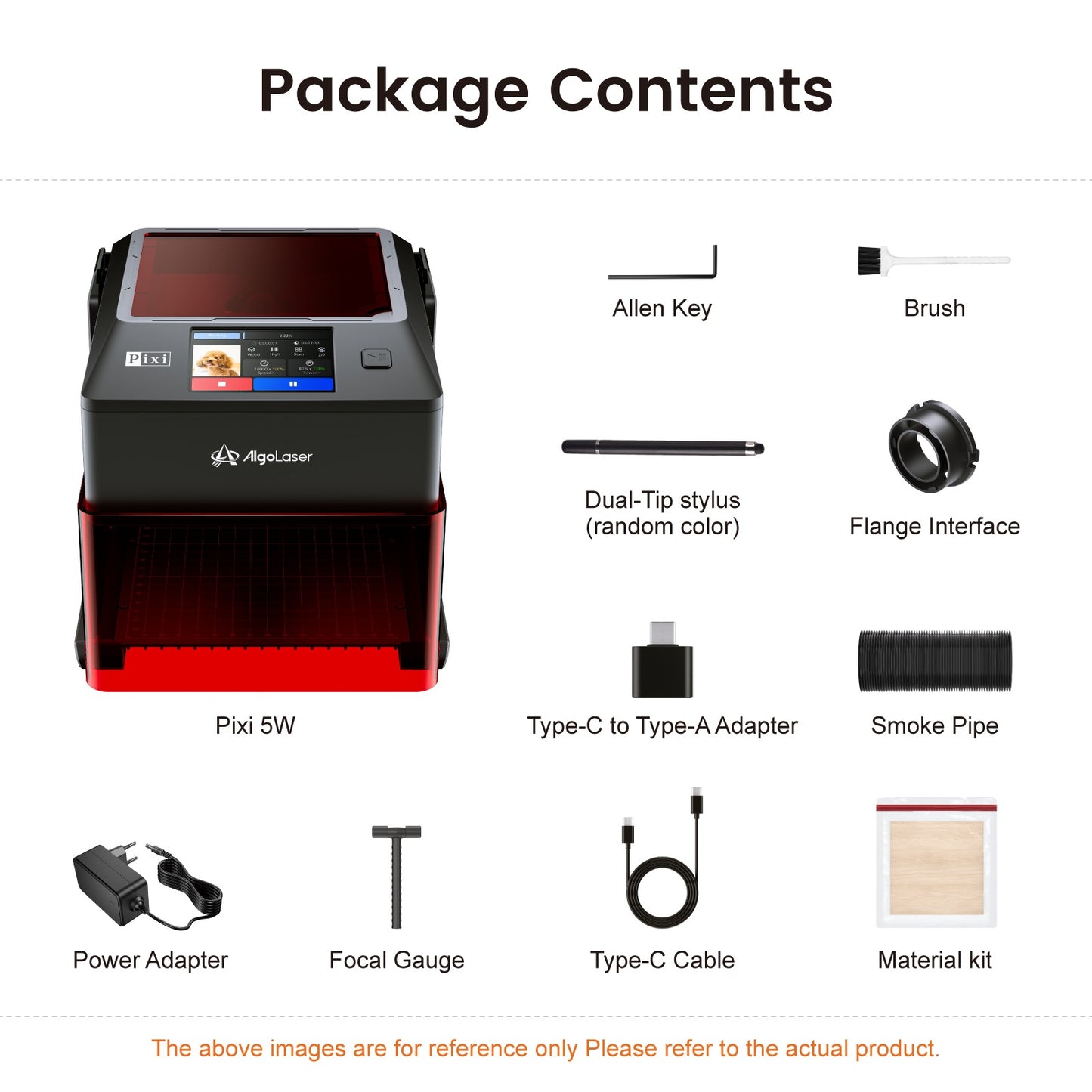 Laser Graveermachine Pixi 5W - 3.5 Inch Touchscreen - Laser Cutter - Laserprinter All In One - Graveren - Display - Zwart/Rood - Laser Snijmachine - Bedienbaar Met APP