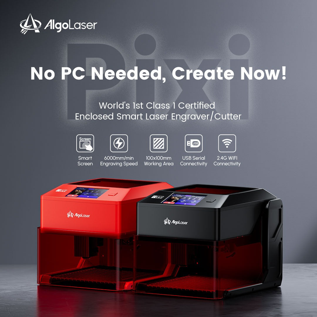 Laser Graveermachine Pixi 5W - 3.5 Inch Touchscreen - Laser Cutter - Laserprinter All In One - Graveren - Display - Zwart/Rood - Laser Snijmachine - Bedienbaar Met APP