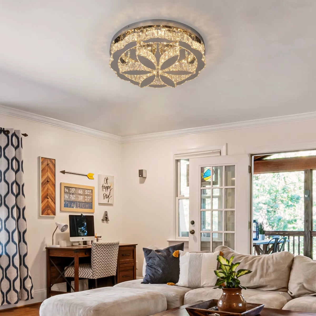 Moderne LED Kroonluchter - Chroom - Met Afstandsbediening Dimbaar - Plafondlamp Slaapkamer Of Eetkamer - Kristallen Kroonluchter