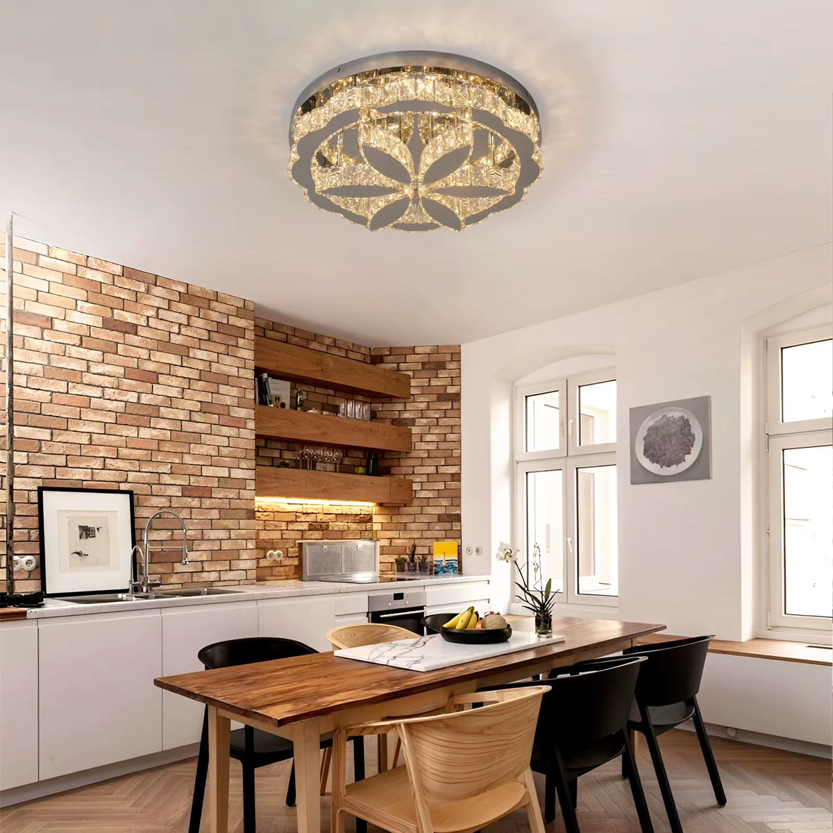 Moderne LED Kroonluchter - Chroom - Met Afstandsbediening Dimbaar - Plafondlamp Slaapkamer Of Eetkamer - Kristallen Kroonluchter