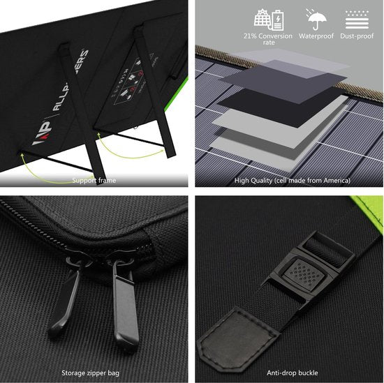 AllPowers - AP-SP-029-BLA - Solar panel - Foldable solar panel - Solar panel complete kit - Polycrystalline silicon - 140W - Black