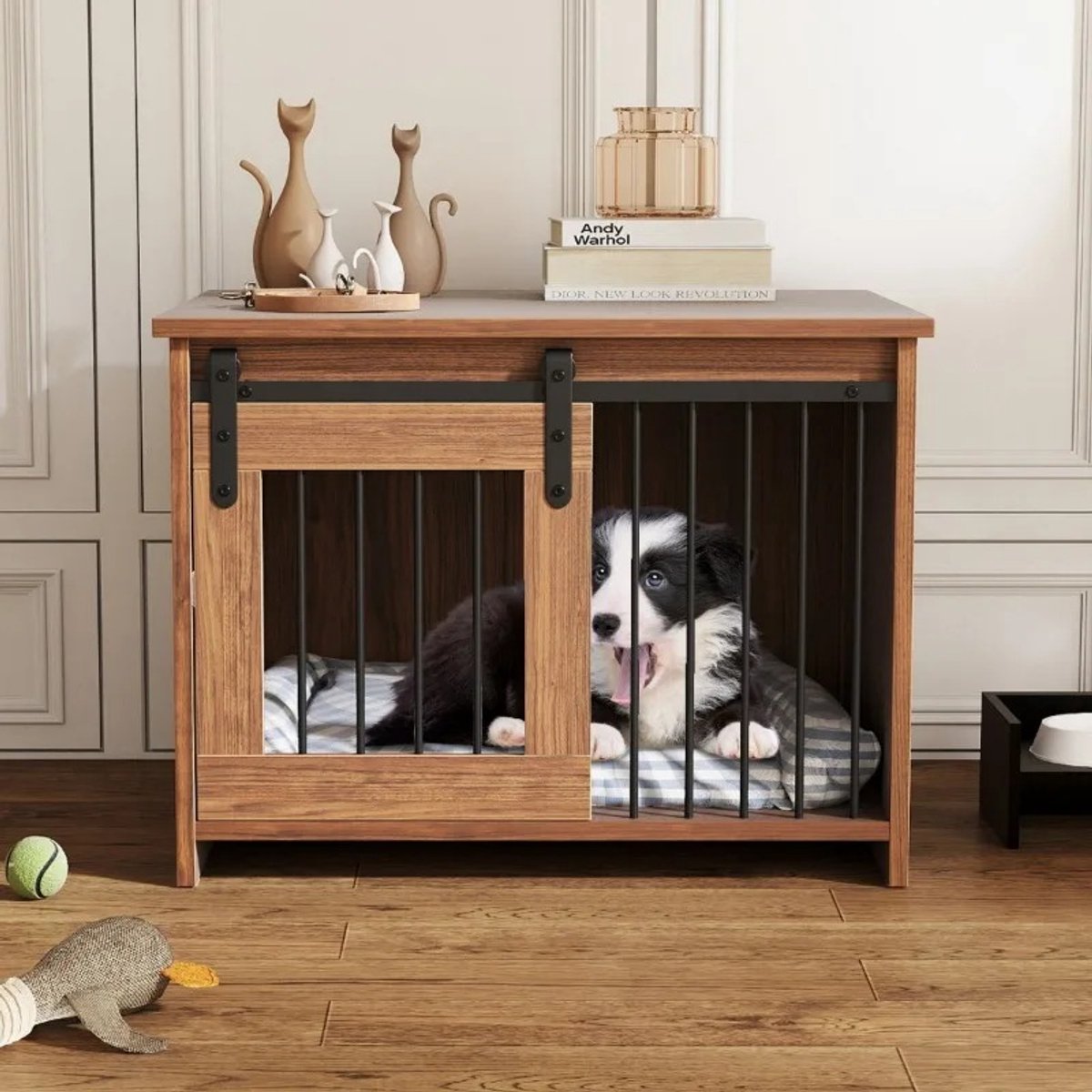 Bench - Hondenbench - Meubel - Hondenkooi - Hondenhok - Hondenbox - Salontafel - Schuifdeur - 80×60×60 Cm - Bruin
