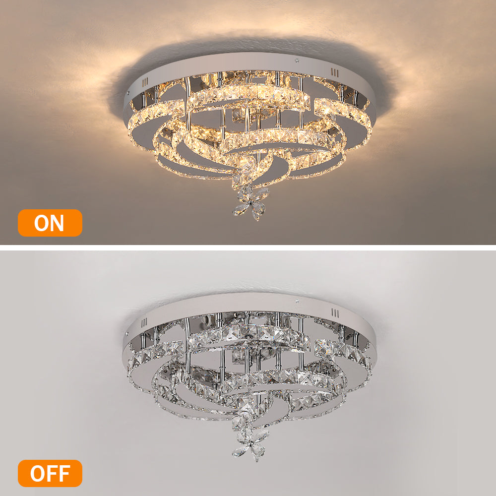 Flower Ceiling Light - Dimmable With Remote Control - Ceiling Lamp - Chrome - Modern LED Lamp - Chandelier - Kitchen Lamp - Living Room Lamp - Ceiling Fixture