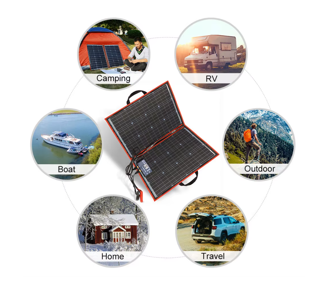 Opvouwbare Zonnepaneelset - 100 W - Met 12 V-Laadregelaar - Handvat En Aansluitkabels - Voor Camper En Kamperen