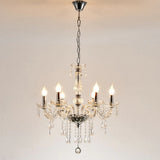 Crystal Chandelier - 6 Light Points - Classic Candle Style - Pendant For Living And Dining Rooms