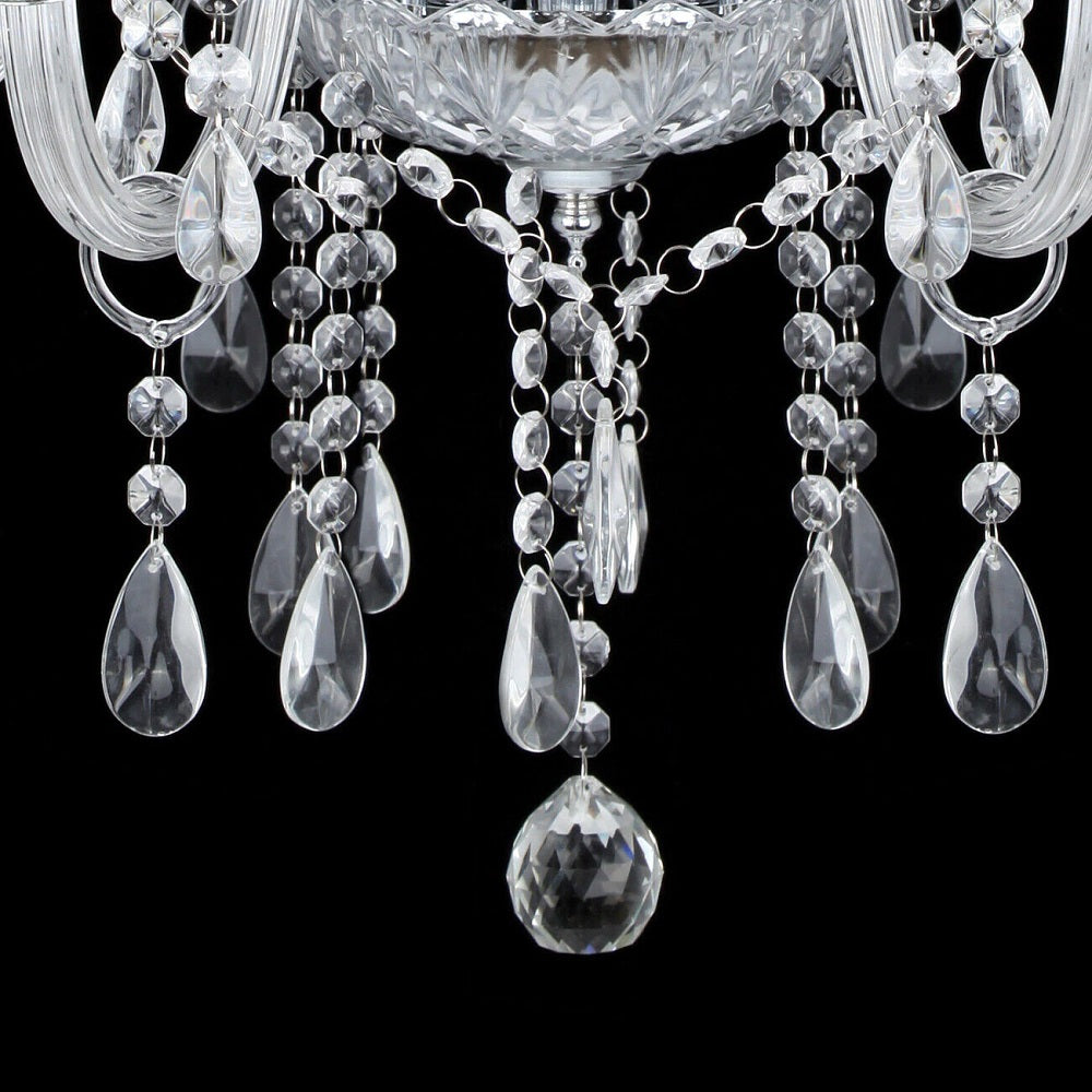 Crystal Chandelier - 6 Light Points - Classic Candle Style - Pendant For Living And Dining Rooms