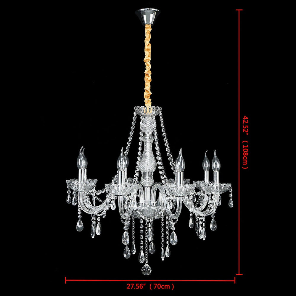 Crystal Chandelier - 8 Light Points - Diameter 76 cm - Classic Candle Style - Pendant For Living And Dining Rooms