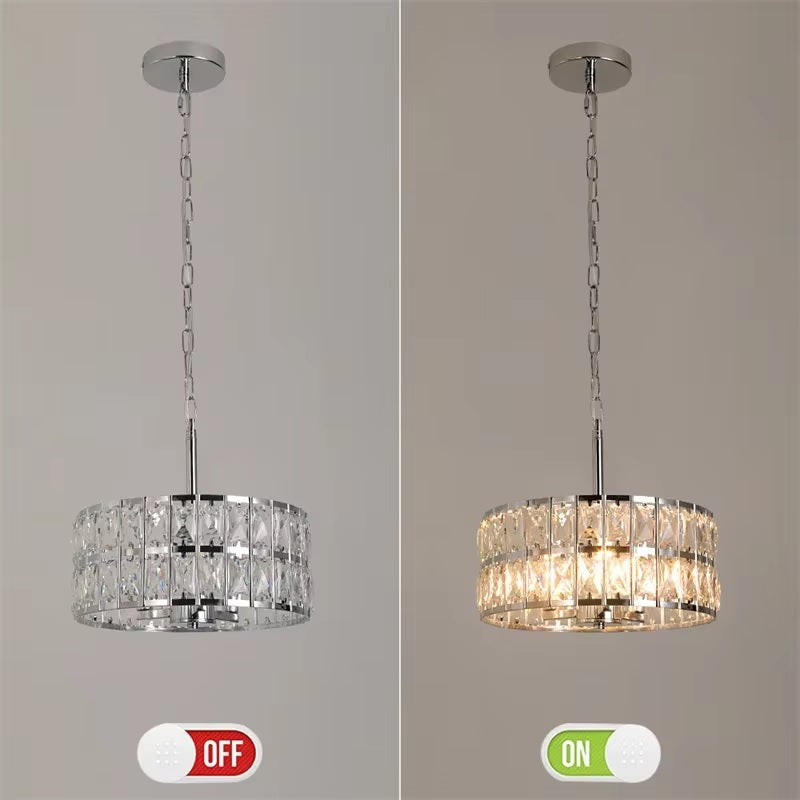 Kristallen Hanglamp - Chroom - Ø 30 cm - Verstelbare Ophanging - E14-Lampen Inbegrepen - Moderne Kroonluchter Met Retro Uitstraling - Voor De Woonkamer