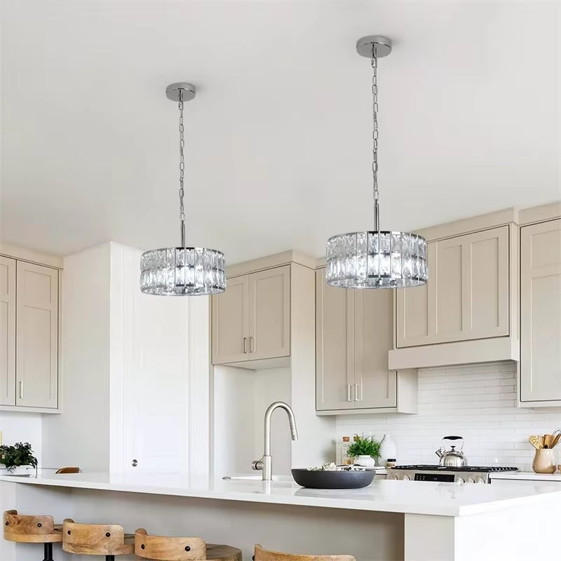 Kristallen Hanglamp - Chroom - Ø 30 cm - Verstelbare Ophanging - E14-Lampen Inbegrepen - Moderne Kroonluchter Met Retro Uitstraling - Voor De Woonkamer