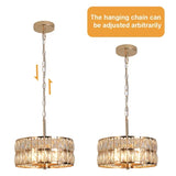 Crystal Pendant Light - Gold - Ø 30 cm - Adjustable Suspension - E14 Bulbs Included - Modern Chandelier With A Retro Appearance - For The Living Room
