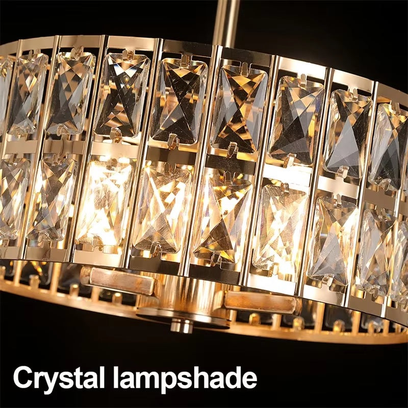 Crystal Pendant Light - Gold - Ø 30 cm - Adjustable Suspension - E14 Bulbs Included - Modern Chandelier With A Retro Appearance - For The Living Room
