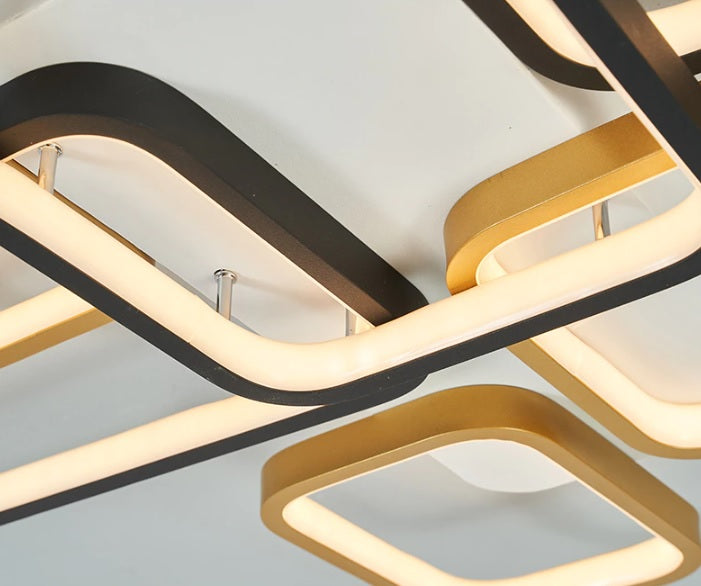LuxiLamps - LED Plafondlamp - Goud/Zwart - 82 cm - Woonkamer Lamp - Moderne lamp - Plafoniere