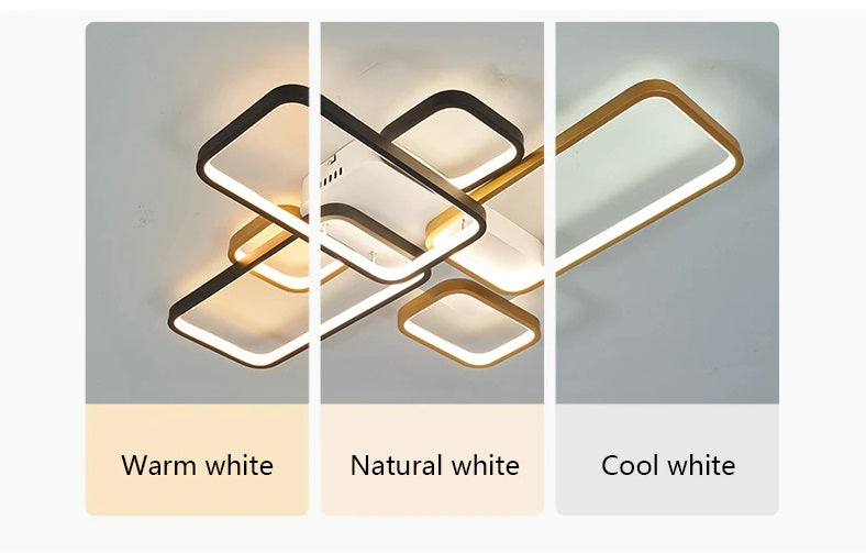 LuxiLamps - LED Plafondlamp - Goud/Zwart - 82 cm - Woonkamer Lamp - Moderne lamp - Plafoniere