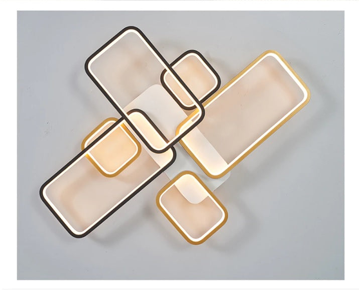 LuxiLamps - LED Plafondlamp - Goud/Zwart - 82 cm - Woonkamer Lamp - Moderne lamp - Plafoniere
