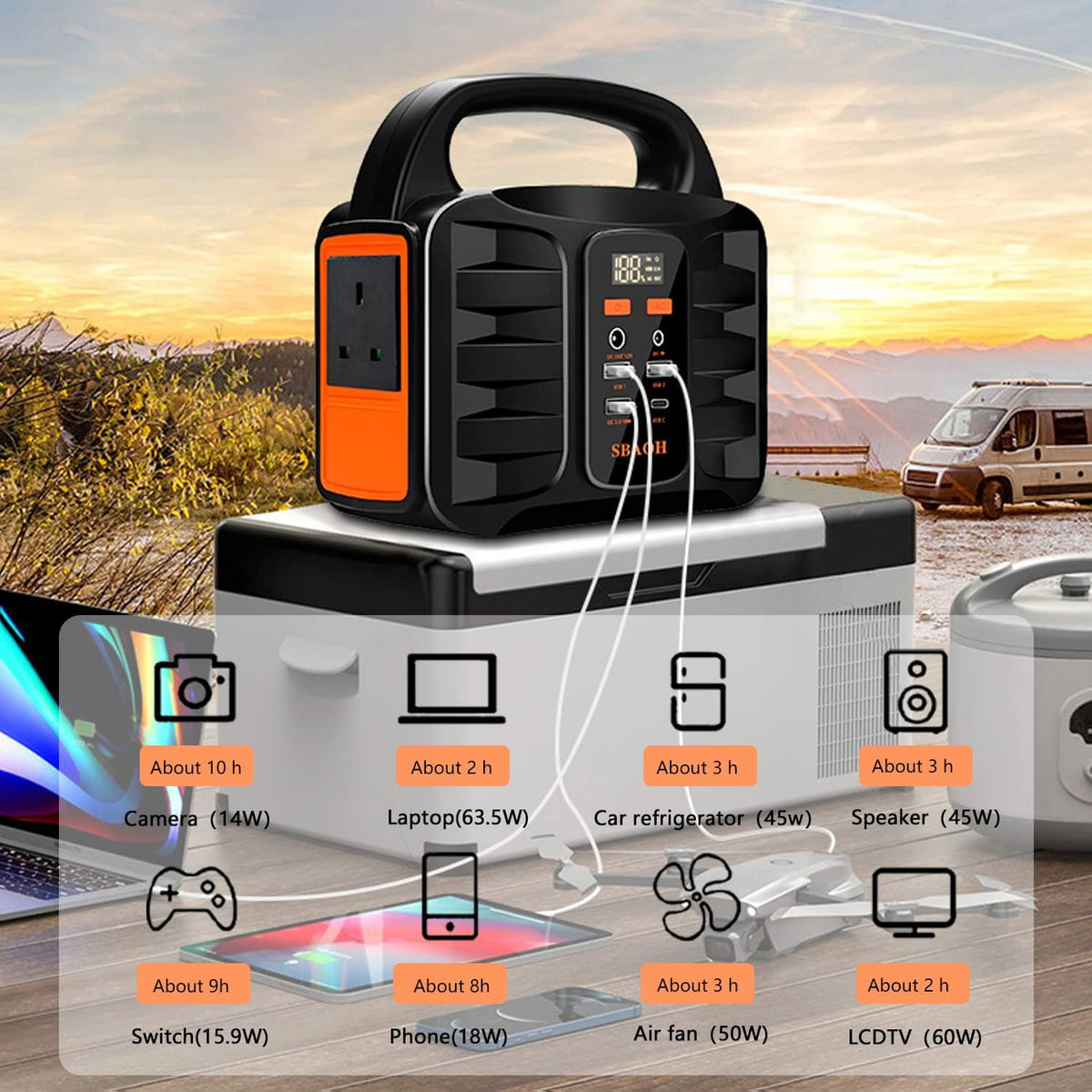 Portable Power Station - 150W - Power Generator - 99Wh - Generator LED Flashlight - Mobile Power Generator for Travel/Camping/Outdoor