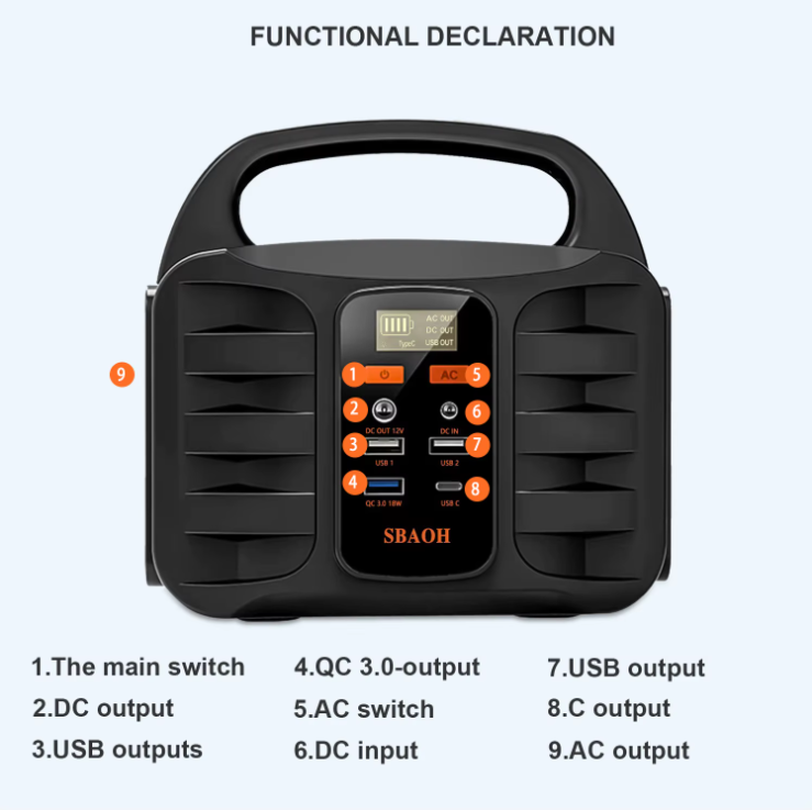 Portable Power Station - 200W - Power Generator - 194Wh - Generator LED Flashlight - Mobile Power Generator for Travel/Camping/Outdoor