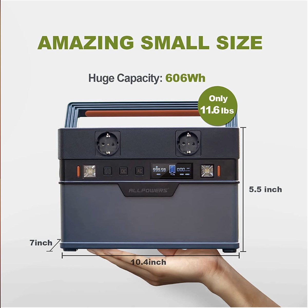 Allpowers® - Zonnepaneel Set - 606Wh - Opvouwbare 120W Zonnepaneel - Solar Power Station - Zonne-Energie Generator - Zonnepaneel Camper Generator - 164000mAh - 110V/220V Zuivere Sinus Ac Outlet Met 18V Zonnepaneel