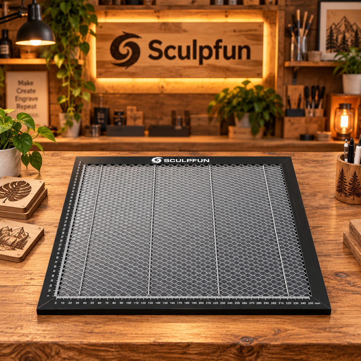Honeycomb Bed - Sculpfun Laser Engraving And Cutting Table - For Compatible CO2 Or Diode Laser Engravers - 400x400x22 mm