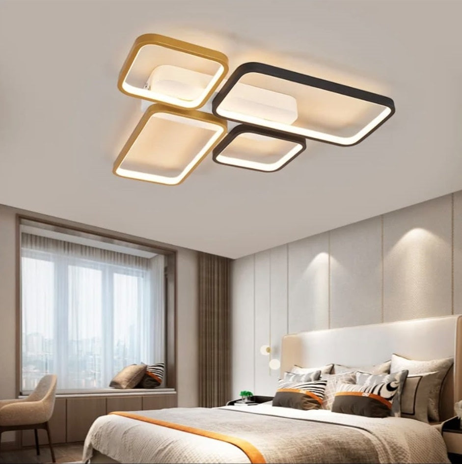 LuxiLamps - LED Plafondlamp - Goud/Zwart - 62 cm - Woonkamer Lamp - Moderne lamp - Plafoniere