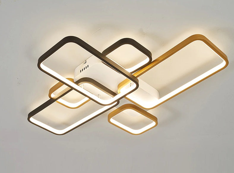 LuxiLamps - LED Plafondlamp - Goud/Zwart - 82 cm - Woonkamer Lamp - Moderne lamp - Plafoniere