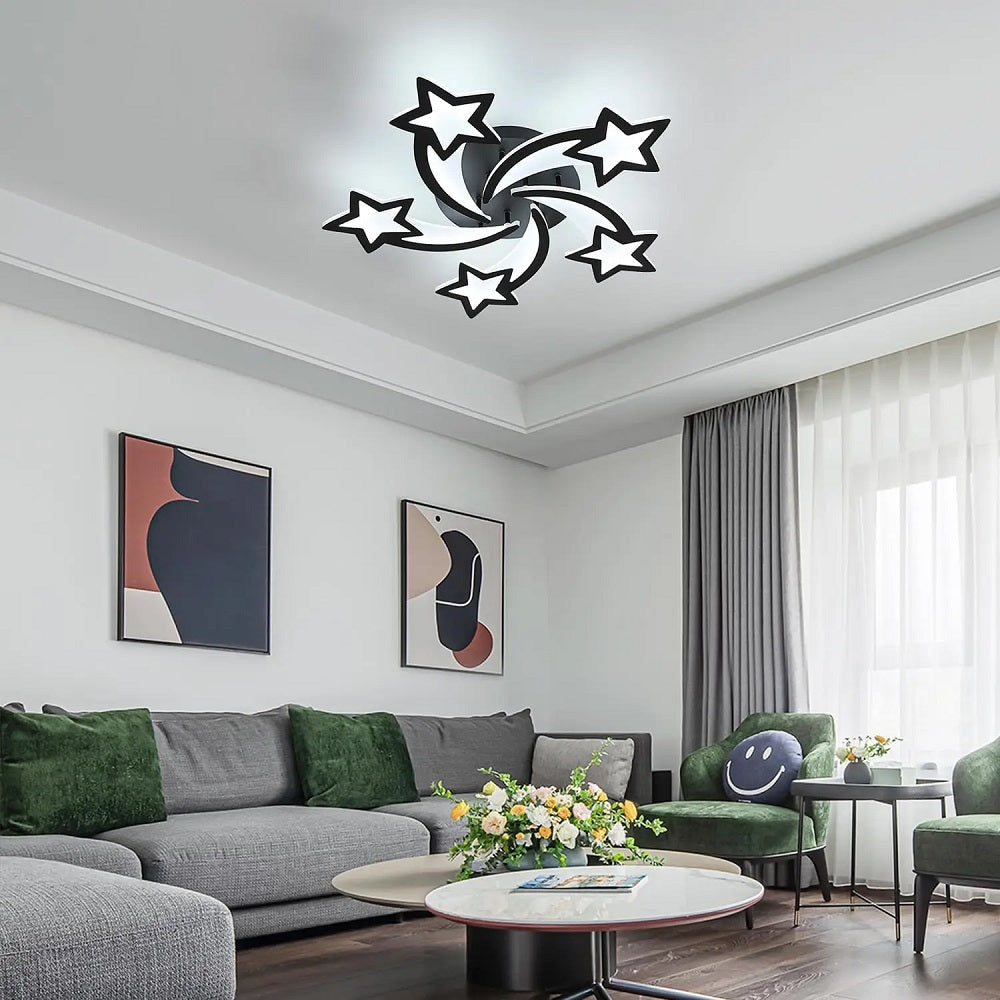 Moderne 5 Sterren Lamp - Binnen Verlichting - Plafonniere - Kroonluchter - Hanglamp - Zwart