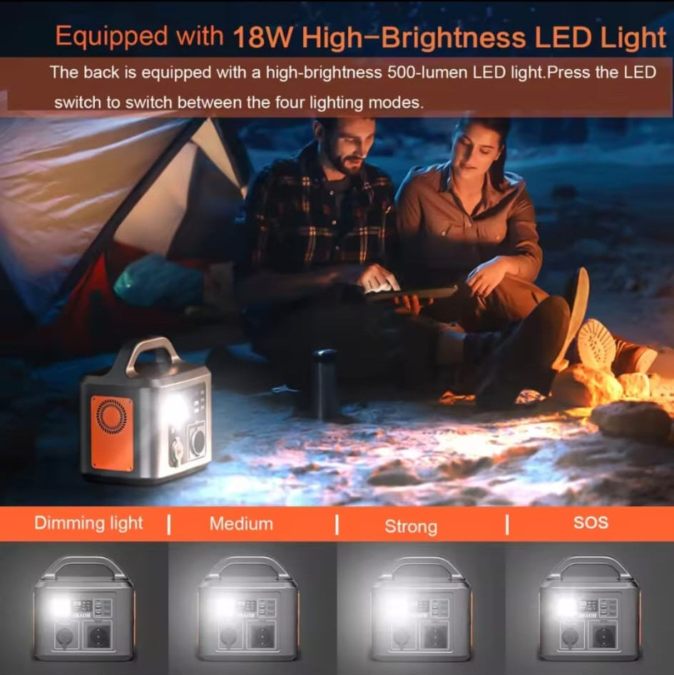 Draagbare Krachtcentrale - 600 W - Stroomgenerator - 538 Wh - Generator LED-Zaklamp - Mobiele Stroomgenerator Voor Reizen/Kamperen/Buiten