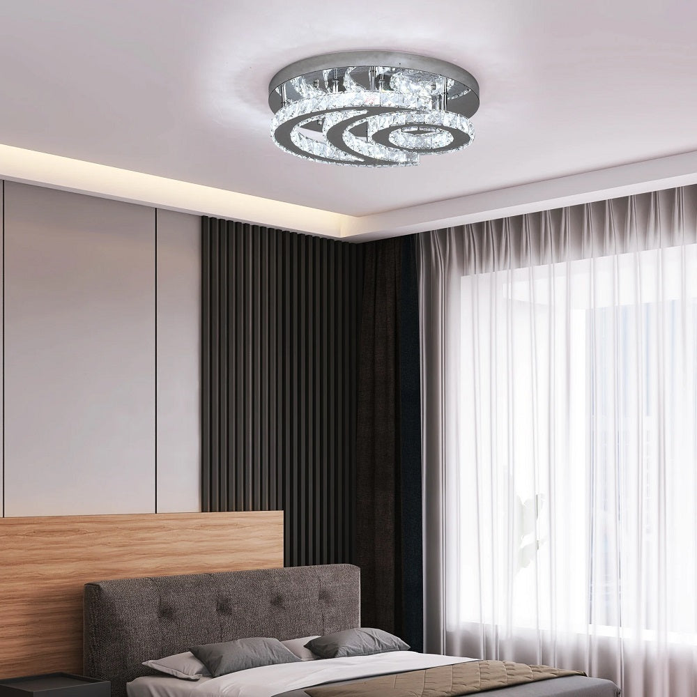 LuxiLamps - Sun & Moon Ceiling Lamp - Crystal LED Chandelier - 3 Colors - Modern Living Room Lamp - 40 cm - Ceiling Lamp