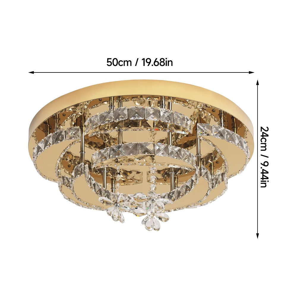 LuxiLamps - Maan Crystal LED Lamp - Met Afstandsbediening - Goud - Moderne Lamp - Kristal Kroonluchter - Woonkamer Lamp - Plafonniere