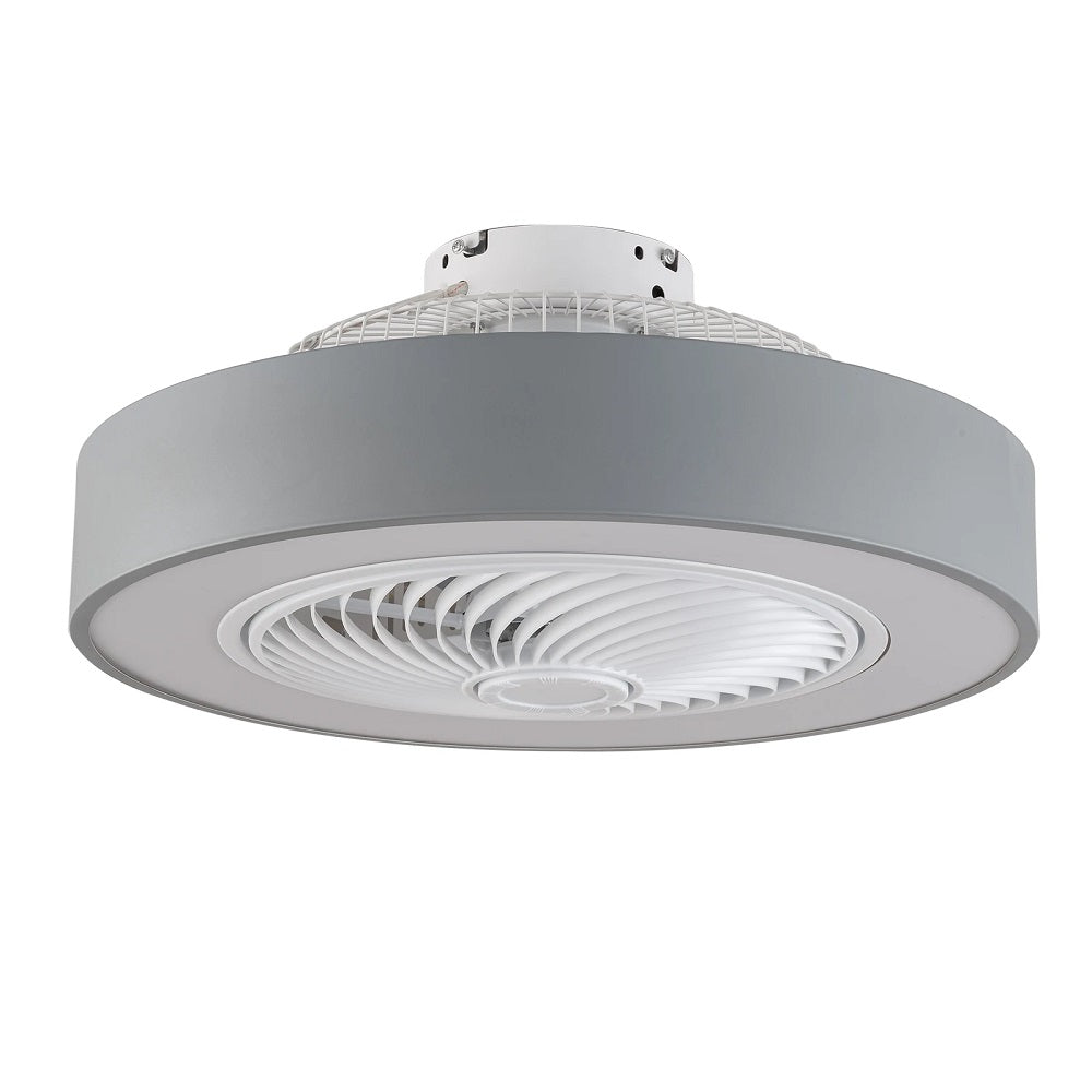 LuxiLamps | Plafondventilator | LED | Dimbaar | 3 Snelheden | 55 cm | Moderne Lamp | Plafondlamp | Ventilatorlamp | Grijs | Woonkamerlamp