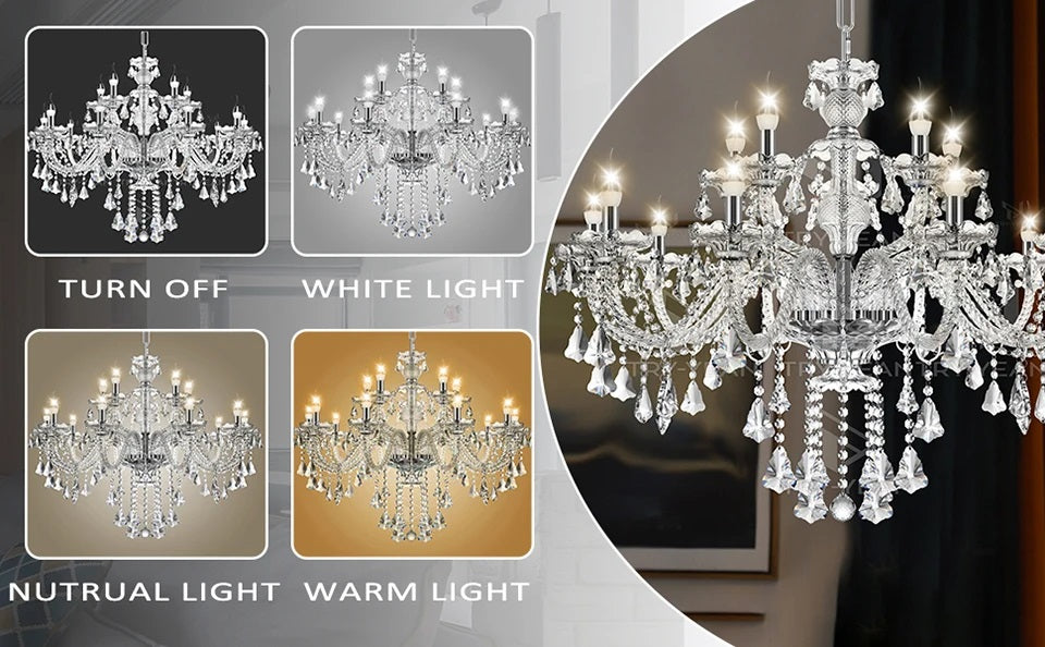 Crystal Chandelier - 15 Arm Kristallen Kroonluchter - Clear - Hanglamp - Woonkamerlamp - Moderne lamp - Plafonniere
