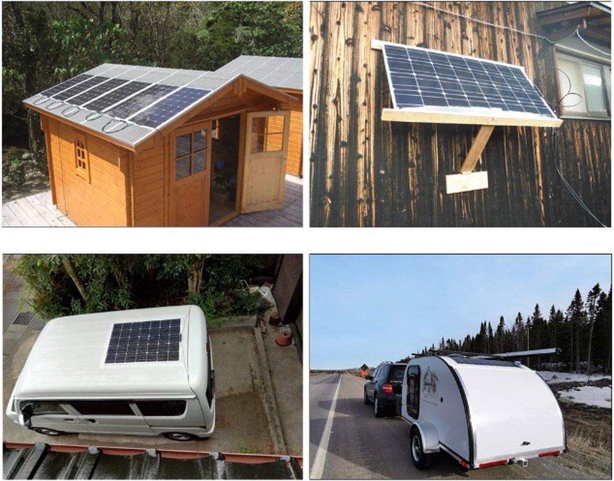 Compleet 100W zonnepaneel pakket - Plug and Play voor Camper - Boot - Caravan - Schuur - Aan te sluiten op accu