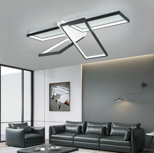 LuxiLamps - Unieke LED Plafondlamp - Wit/Zwart - 85 cm - Woonkamer Lamp - Moderne lamp - Plafoniere