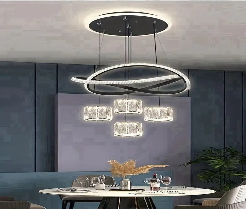 LuxiLamps - Curly Pendant Lamp - 4 Balls Pendant Lamp - Living Room Lamp - Black - 3 Modes Light Color - Modern Lamp - 42 cm - Chandelier