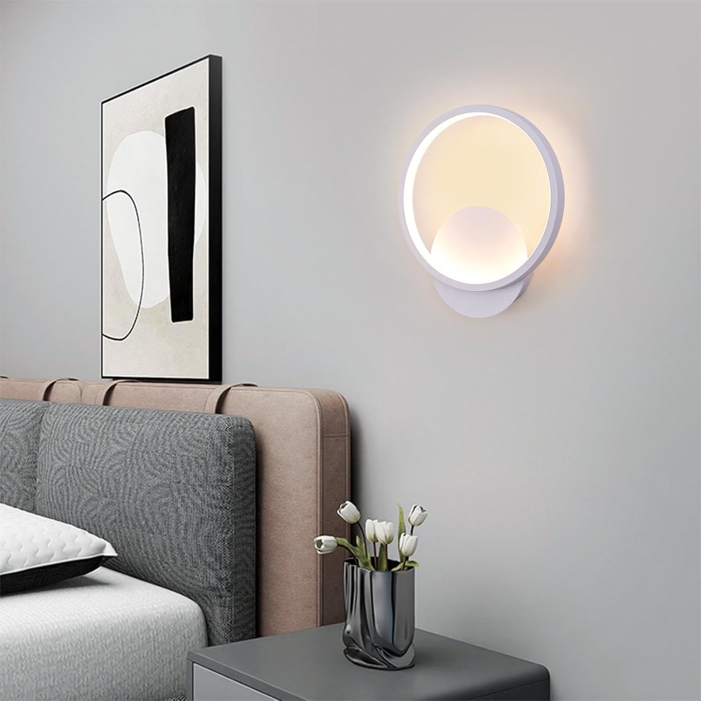 LuxiLamps - Ring LED Wandlamp - Moderne Wandverlichting - 20 cm - Wit - Muur Lamp - Muur Decoratie