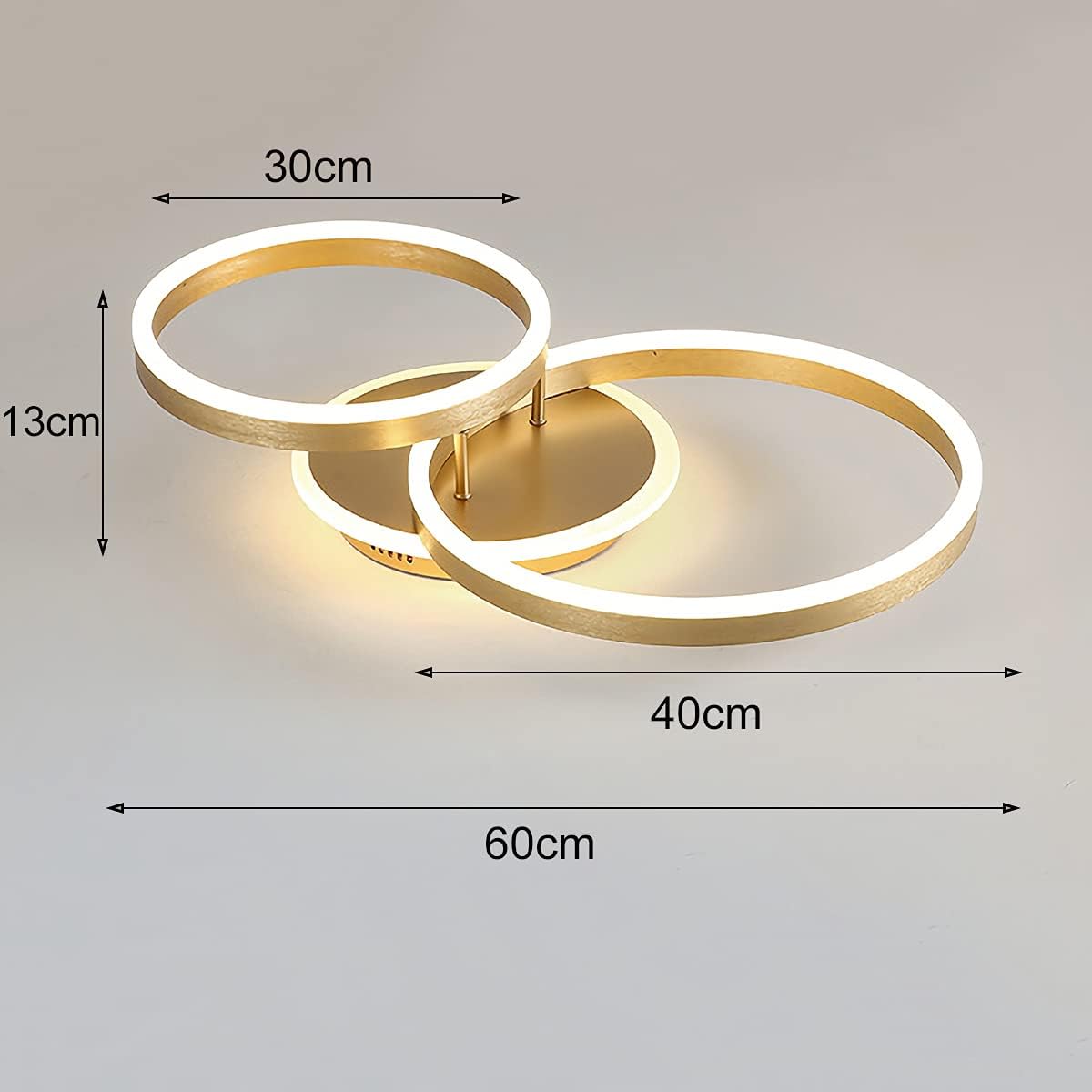 2 Ring LED Ceiling Lamp - Gold - Modern Lamp - Cold White - 52 cm - Living Room Lamp - Modern Gold LED Lamp - Ceiling Lamp