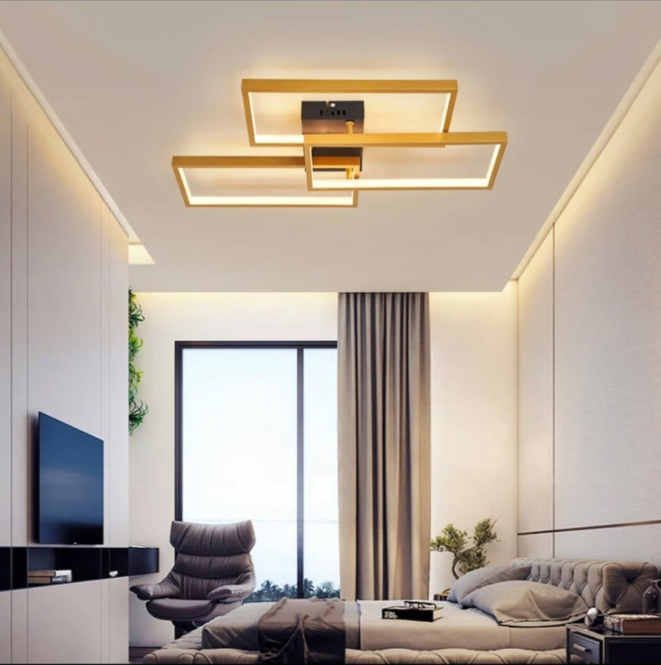 Moderne LED Plafondlamp - Goud/Zwart - 60 cm - Woonkamer Lamp - Moderne lamp - Plafoniere
