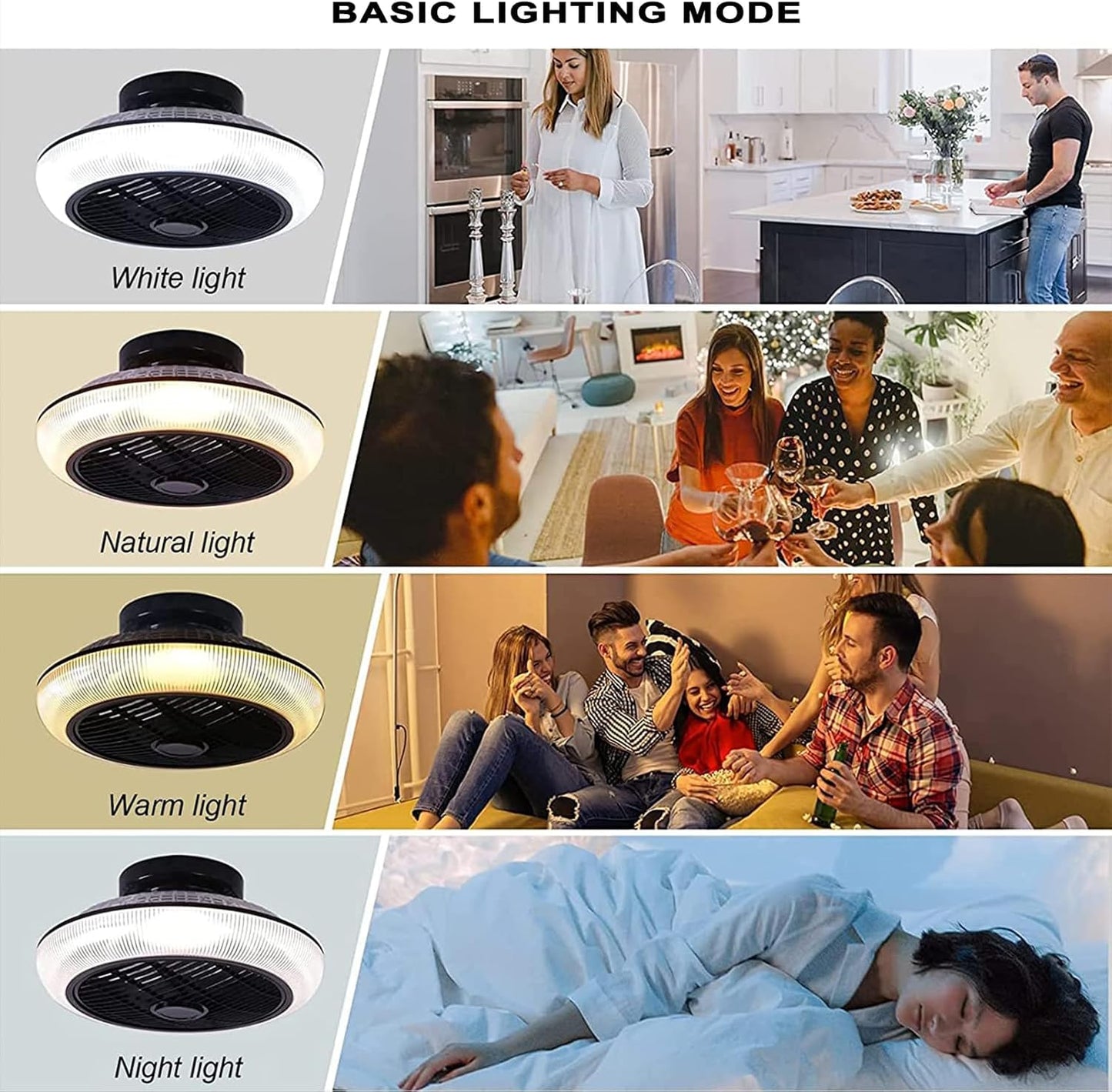 LuxiLamps - RGB Smart Plafond Ventilator - Met Speaker - Dimbaar Met Afstandsbediening En App - Muziek Plafondventilator - 46 cm - Woonkamerlamp - Moderne lamp
