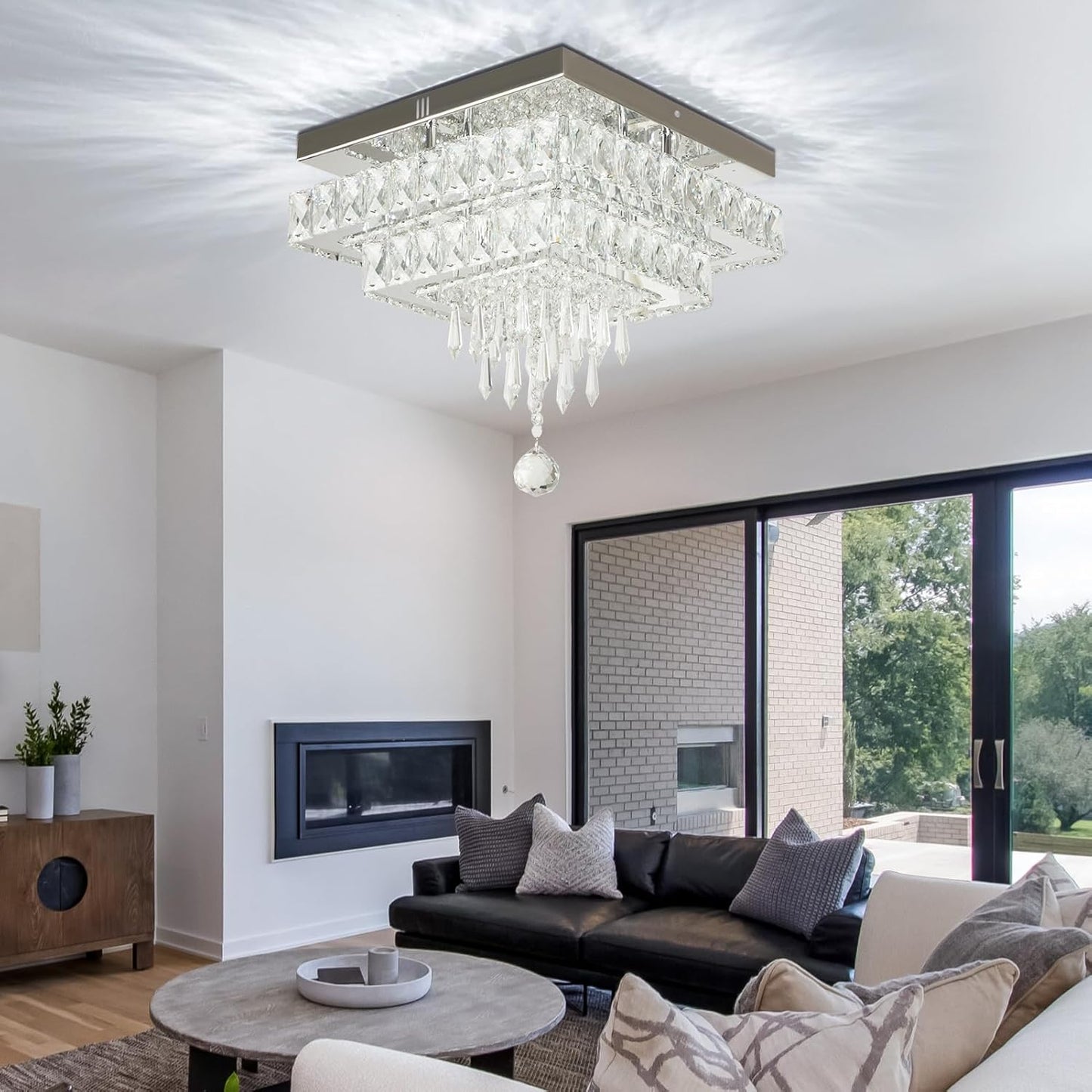 LuxiLamps - Kristallen Kroonluchter - LED Plafondlamp - Chroom Kroonluchter - 2 Lagen - Dimbaar Met Afstandsbediening & APP - Verlichting - Keuken - Slaapkamer - Woonkamer - Plafondverlichting