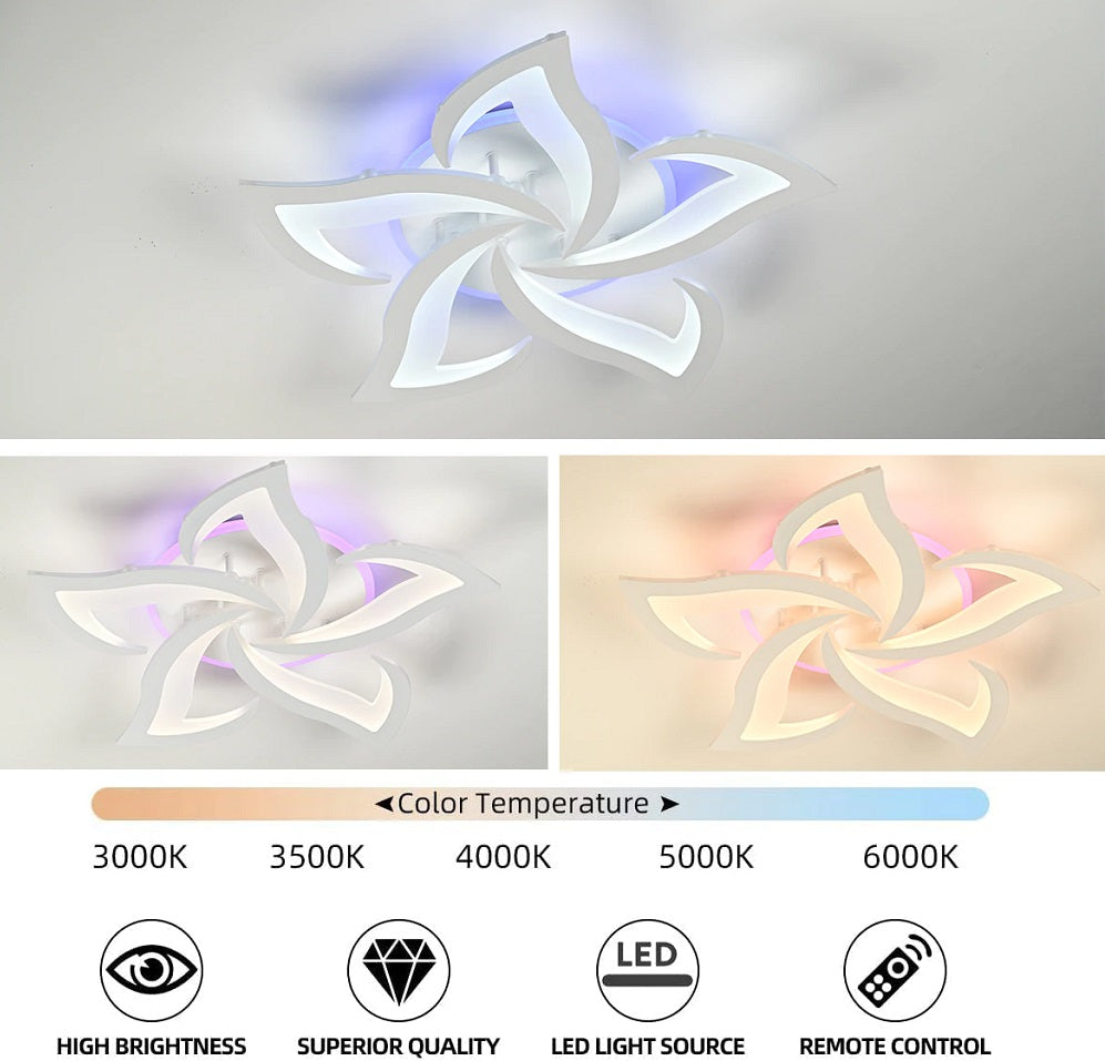 LuxiLamps - 10 Lotus RGB - Dimbaar Met Afstandsbediening en APP - Plafoniere - Smart lamp - Moderne LED Lamp