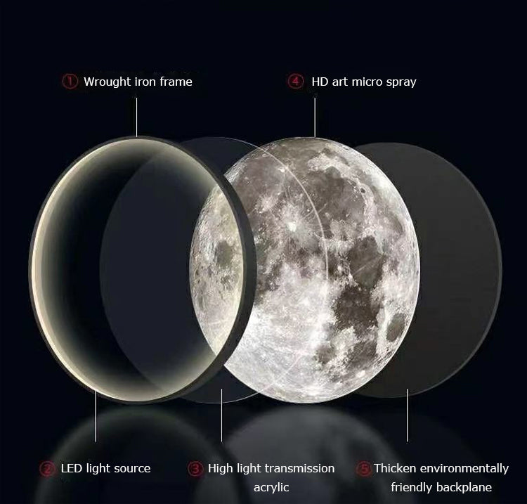 Moon Wall Lamp - Ø 60 cm - Dimmable With Remote Control - Bedroom Lamp - Living Room Lamp - Modern Lamp - Led Lamp - Led Ceiling Lamp