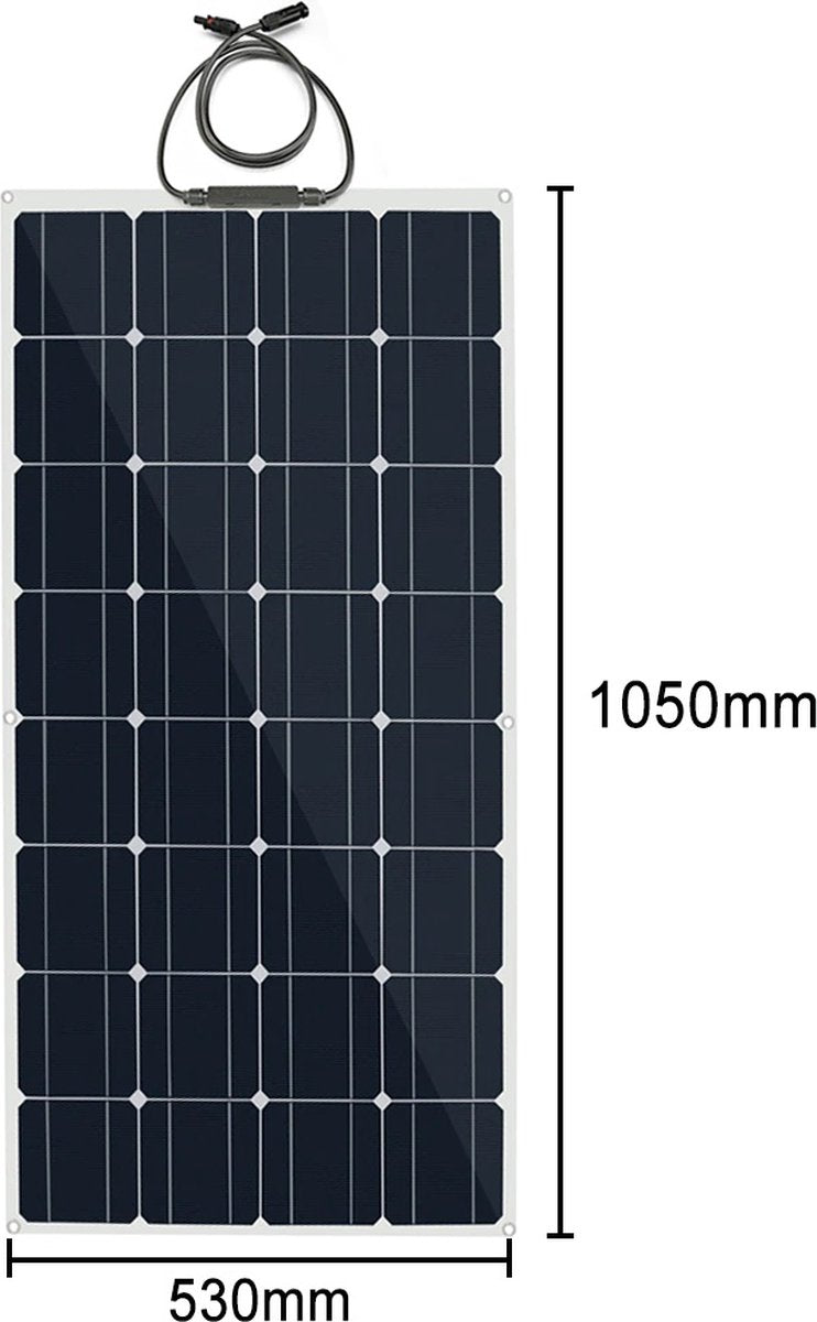 Flexibele Zonnepaneelset - Twee Panelen Van 100 W - Monokristallijn - Dunne 3 mm-Uitvoering - Met Laadregelaar - Voor Camper