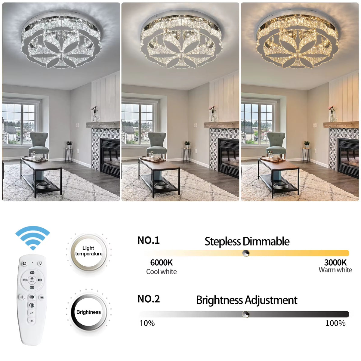 Moderne LED Kroonluchter - Chroom - Met Afstandsbediening Dimbaar - Plafondlamp Slaapkamer Of Eetkamer - Kristallen Kroonluchter