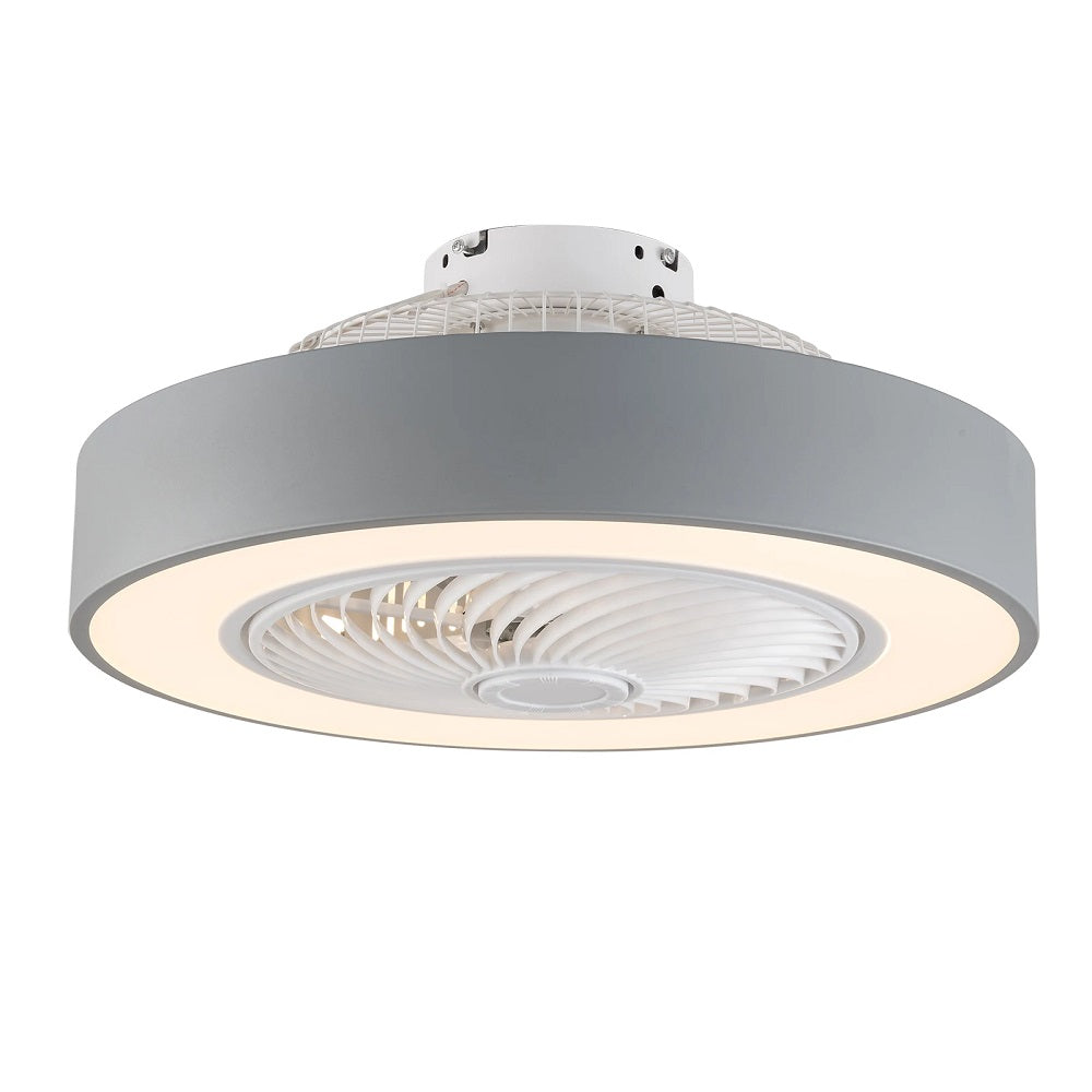 LuxiLamps | Plafondventilator | LED | Dimbaar | 3 Snelheden | 55 cm | Moderne Lamp | Plafondlamp | Ventilatorlamp | Grijs | Woonkamerlamp