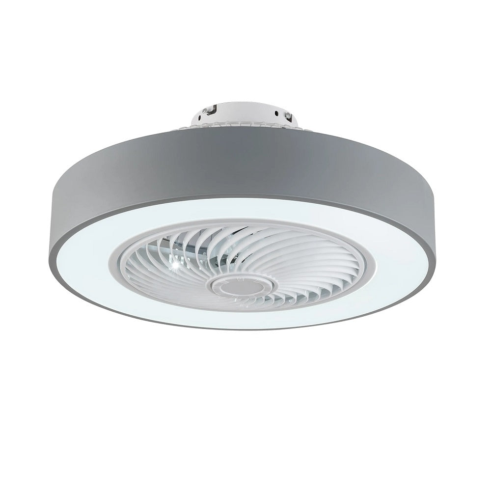 LuxiLamps | Plafondventilator | LED | Dimbaar | 3 Snelheden | 55 cm | Moderne Lamp | Plafondlamp | Ventilatorlamp | Grijs | Woonkamerlamp