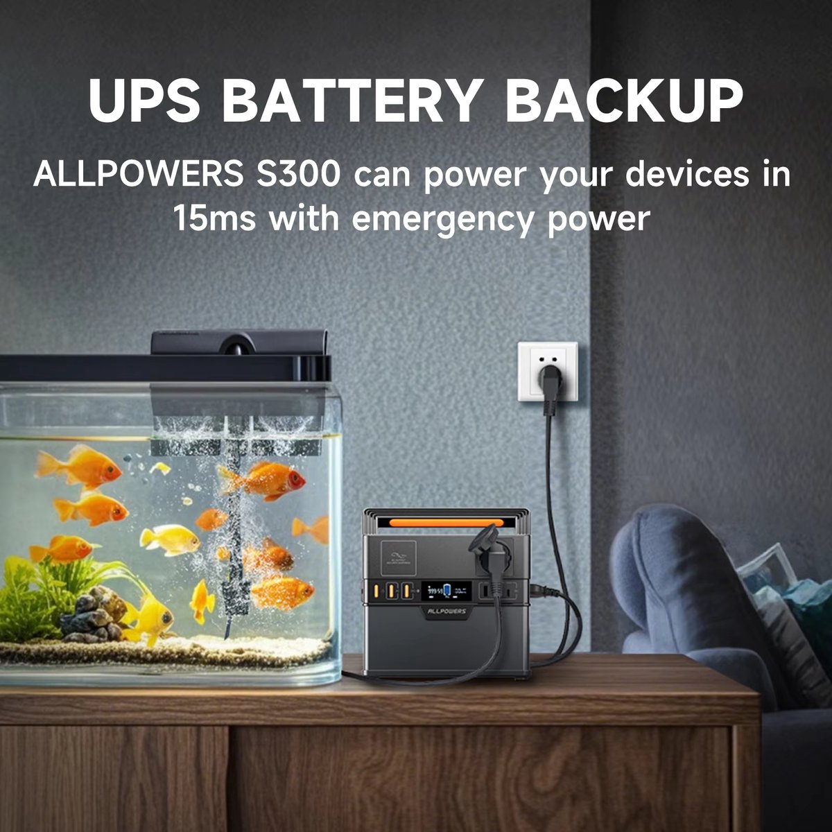 Allpowers - S300 Plus - Draagbare Krachtcentrale - 288Wh Powerstation - Output 300W (500W Piek) - Lithium-Ion - Noodstroomvoorziening - AC 1x, USB, USB-C, DC en Draadloos Opladen - Geschikt voor Kamperen en Reizen