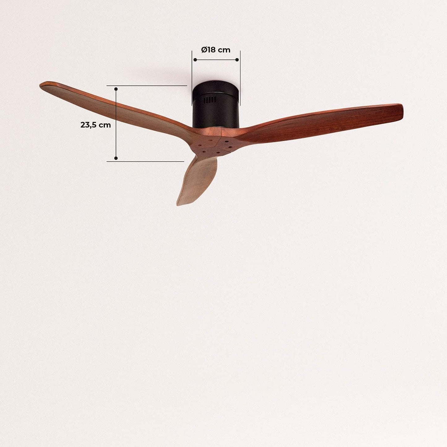 LuxiLamps - 3 Blad Plafondventilator - Moderne Houten Ventilator - 6 Snelheden - Bedienbaar Met Afstandsbediening - 132 cm - Zwart/Bruin - Hout - Stille Ventilator