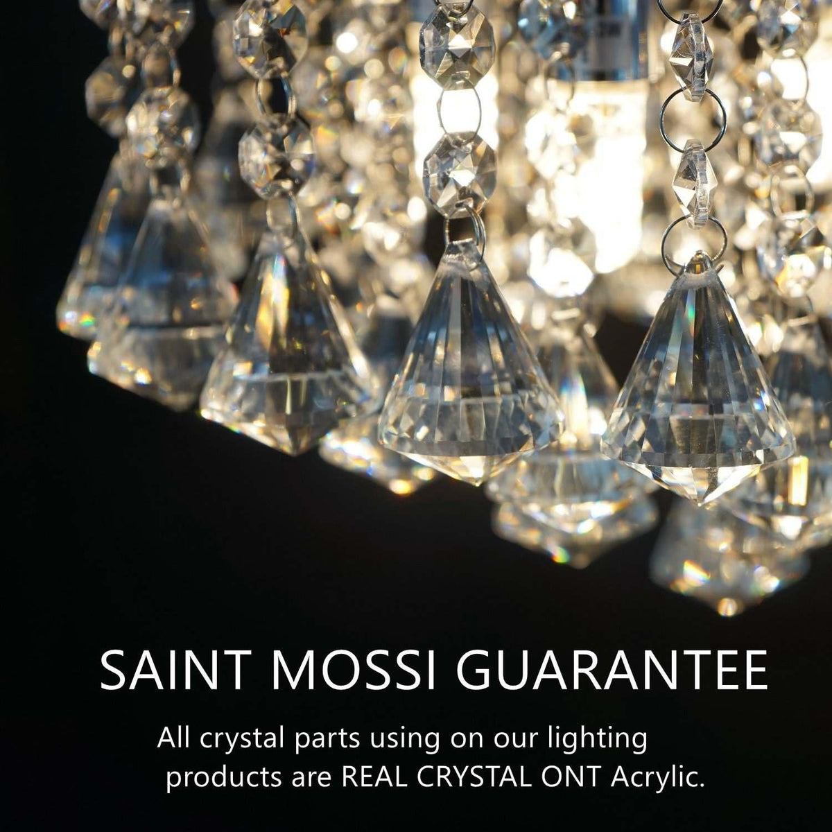 Crystal Chandelier - Modern Chic Pendant Light - Adjustable Chain - Width 45 cm - 6 GU10 Bulbs - For Living And Dining Rooms