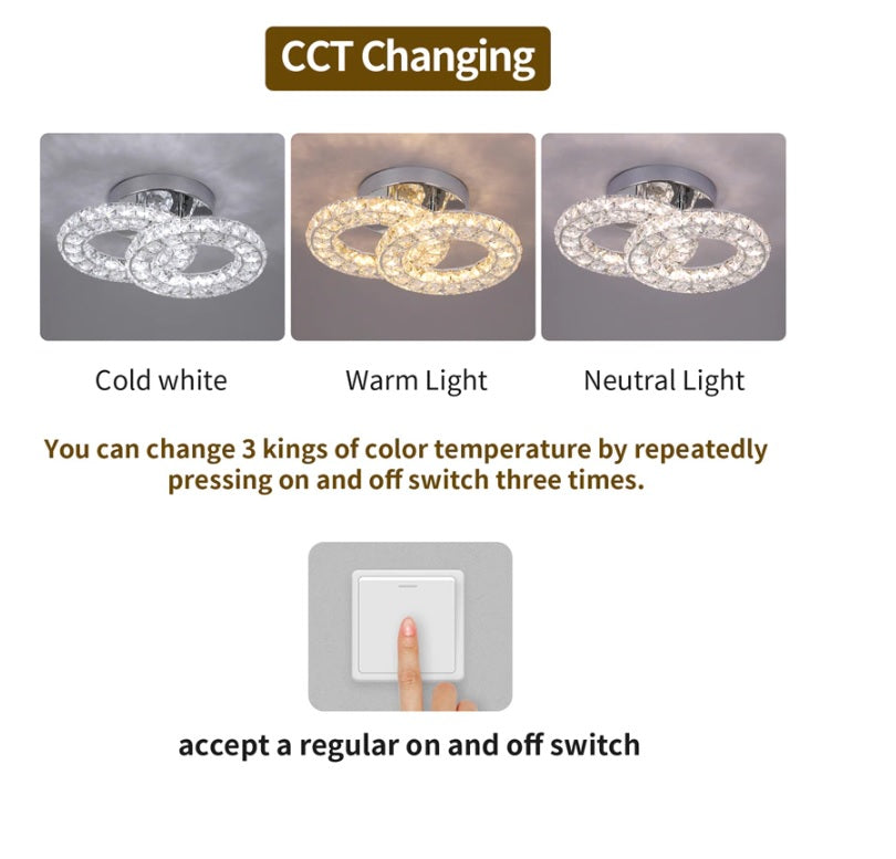 Kristallen Gangpad Lamp - 2 Ring Crystal Led Lamp - Moderne lamp -LED Plafondlamp - Plafonniere