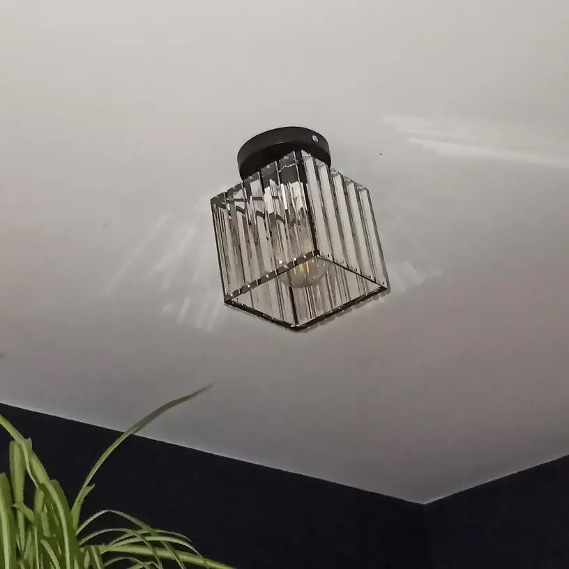 Moderne Kristallen Plafondlamp - Zwart - LED Vierkant Kristallen Kroonluchter - Gangpad Lamp